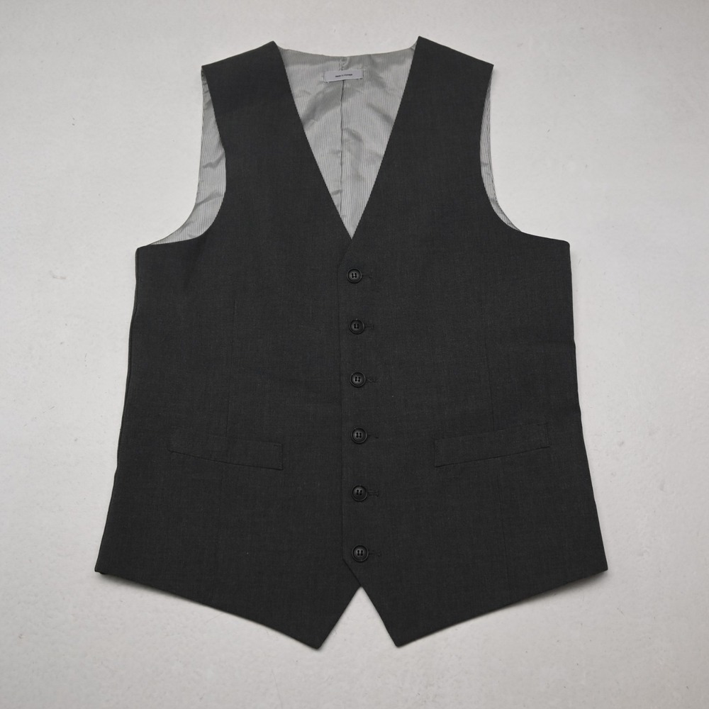 J Ferrar Small S Formal Wedding Suit Gray Slim Button Front Waistcoat Vest